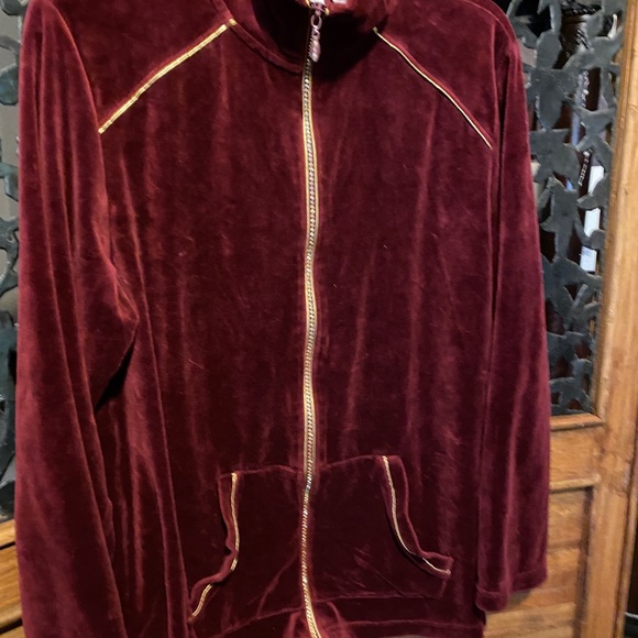 Quacker Factory Velour Track Jacket Rhinestone - Picture 5 of 7